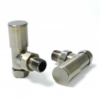 Milan Angled Antique Brass Radiator Valves (Pair)